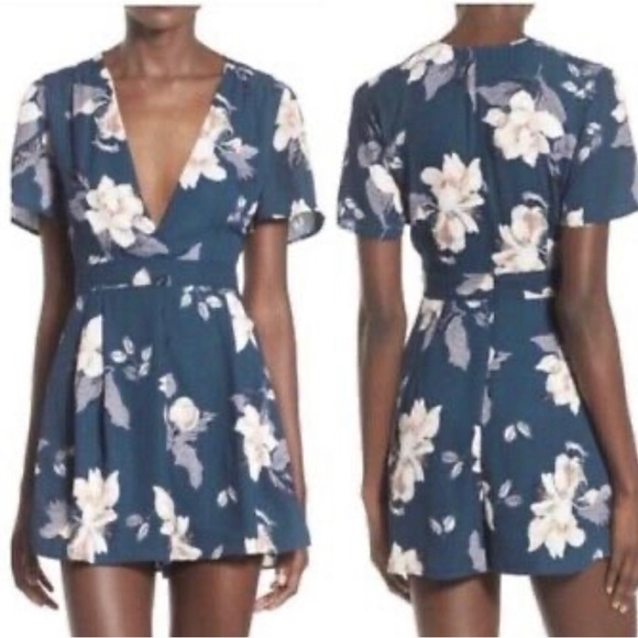 ASTR The Label - Teal Multi Floral Romper - Picture 2 of 10